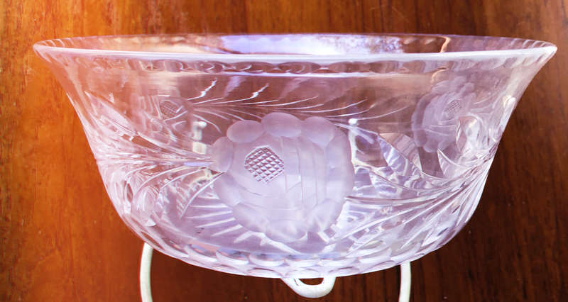 CRYSTAL ROSE CUT BOWL HEAVY