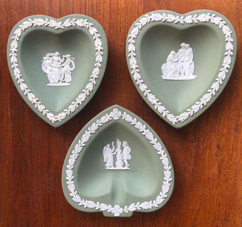 WEDGWOOD SAGE GREEN JASPERWARE SET OF THREE