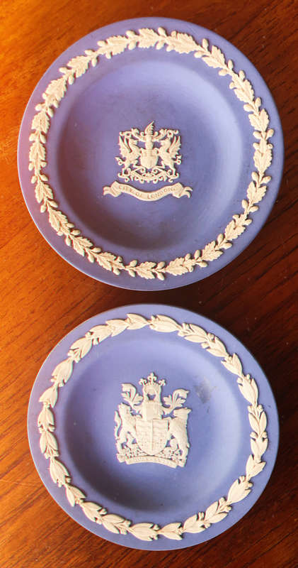 WEDGWOOD JASPERWARE BLUE SET OF TWO PIN TRAYS