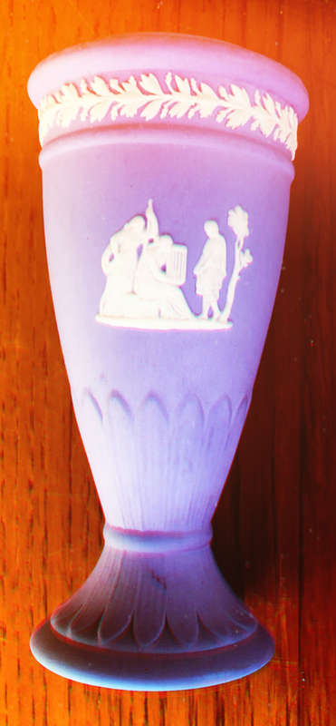 WEDGWOOD JASPERWARE BLUE GREEK CLASSICAL FIGURES VASE