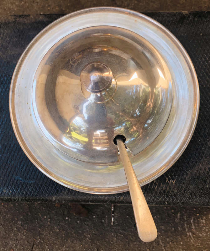 BUTTER DISH SILVER PLATED 5 PART INCLUDING ORIGINAL BUTTER PAT KNIFE