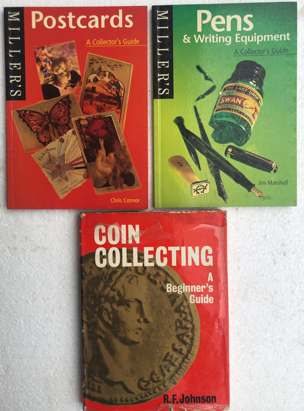 POSTCARDS, PENS AND WRITING EQUIPMENT AND COIN COLLECTING