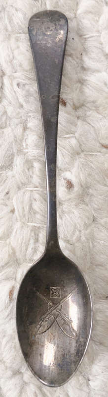 SILVER SPOON WITH CROSSED RIFLES ENGRAVING
