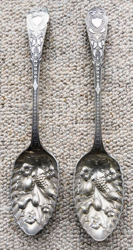 BERRY SPOONS PAIR LARGE SILVER PLATED