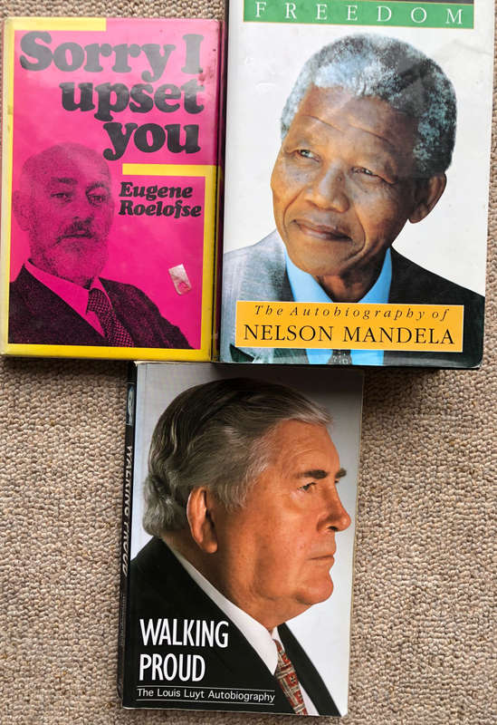 LONG WALK TO FREEDOM BY NELSON MANDELA, WALKING PROUD BY LOUIS LUYT AND ANOTHER BOOK