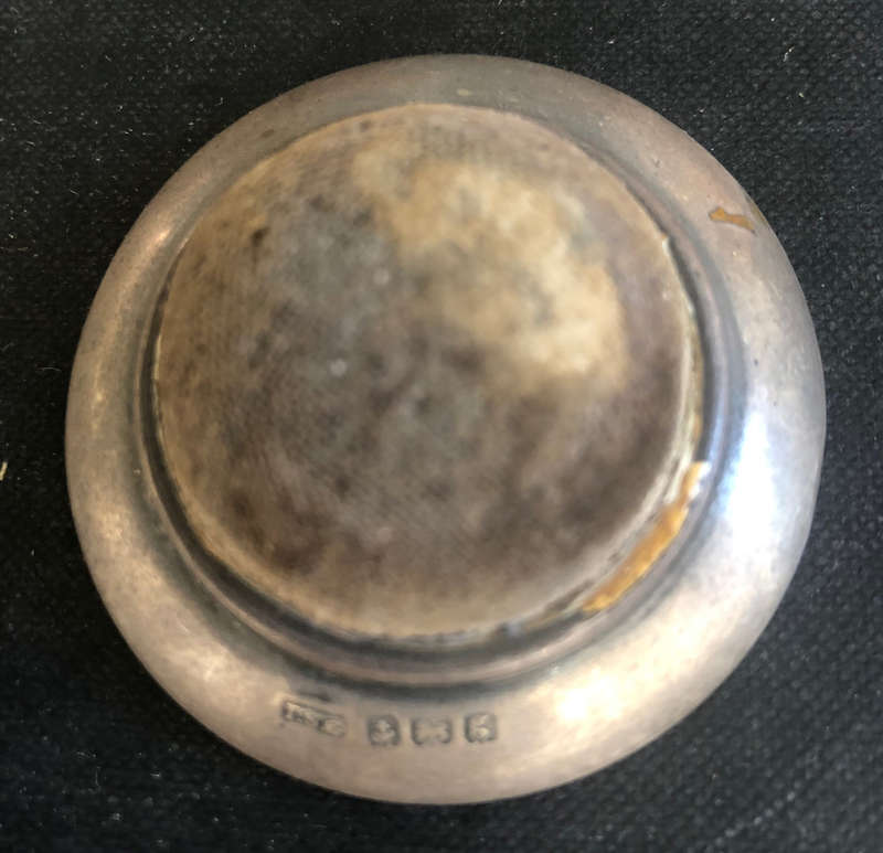 SILVER VELVET PIN CUSHION HALLMARKED 1906
