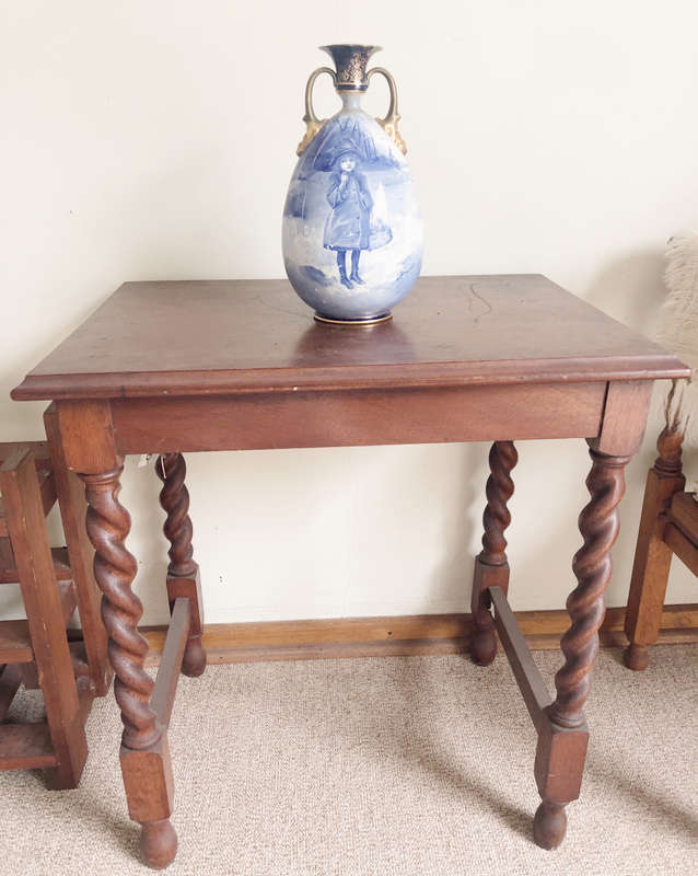 TABLE LAMP OR TEA MAHOGANY BARLEY TWIST