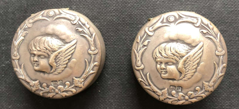 SILVER HALLMARKED REYNOLDS ANGELS HINGED BOXES PAIR