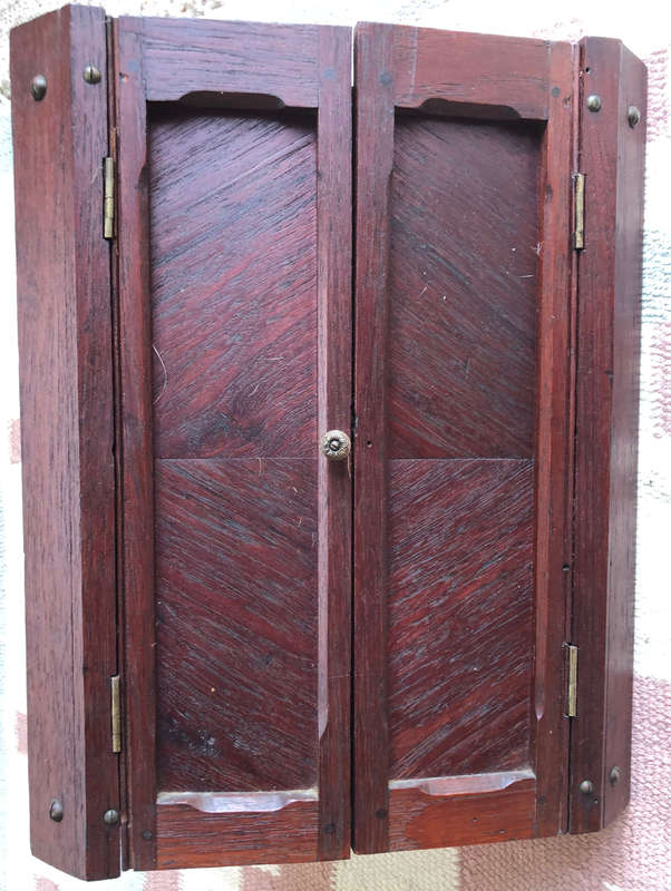 CABINET CORNER BURMESE TEAK WALL HANGING