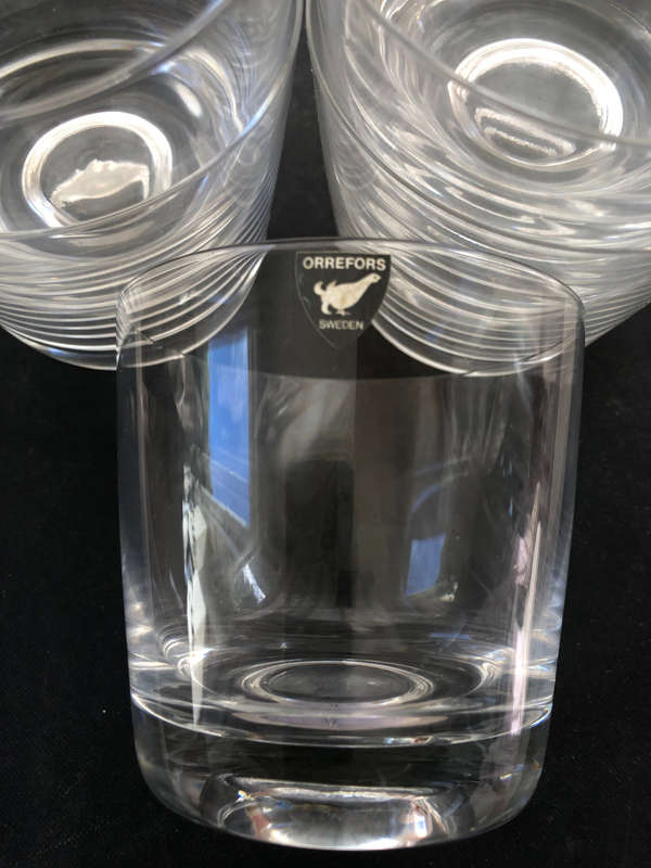 WHISKY CRYSTAL GLASSES SWEDISH ORREFORS SET OF SIX