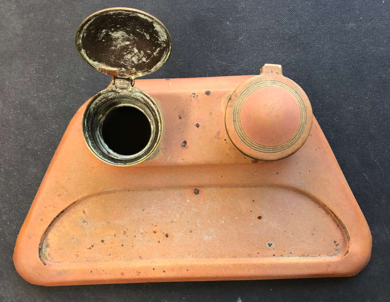 INKWELL DUO AND QUILL DESK SET GERMAN