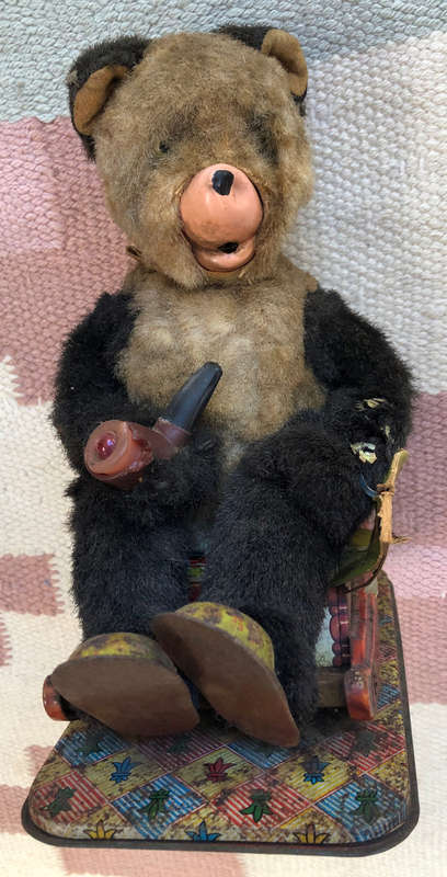 TIN PLATE ROCKING CHAIR GRANDPA BEAR BATTERY OPERATED