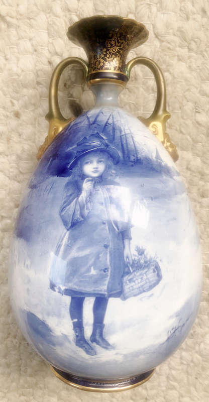 ROYAL DOULTON BLUE CHILDREN VASE CIRCA 1890