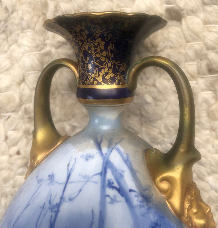 ROYAL DOULTON BLUE CHILDREN VASE CIRCA 1890
