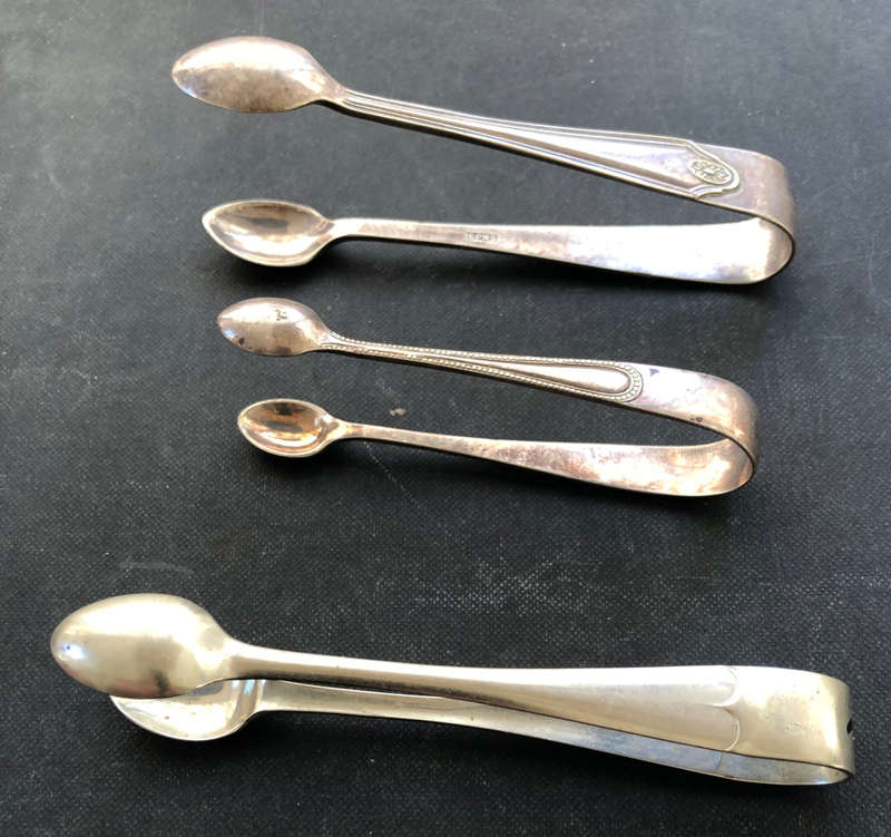 SUGAR TONGS THREE SILVER PLATED