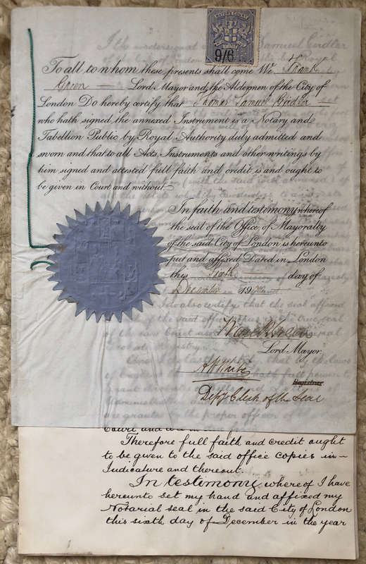 DOCUMENT LAST WILL AND TESTAMENT 1900 INCLUDING STAMPS AND SEALS