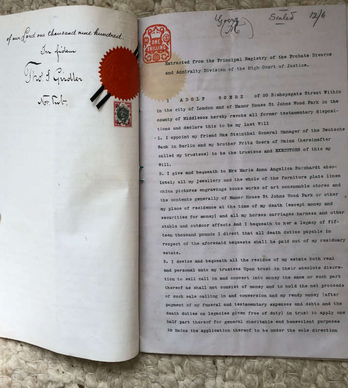 DOCUMENT LAST WILL AND TESTAMENT 1900 INCLUDING STAMPS AND SEALS