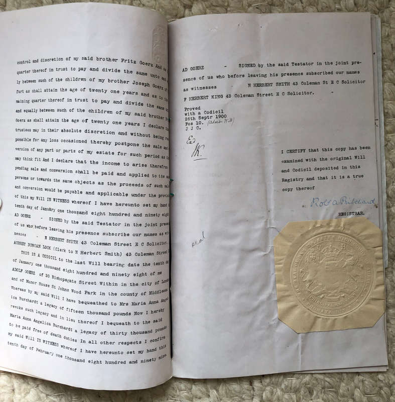 DOCUMENT LAST WILL AND TESTAMENT 1900 INCLUDING STAMPS AND SEALS