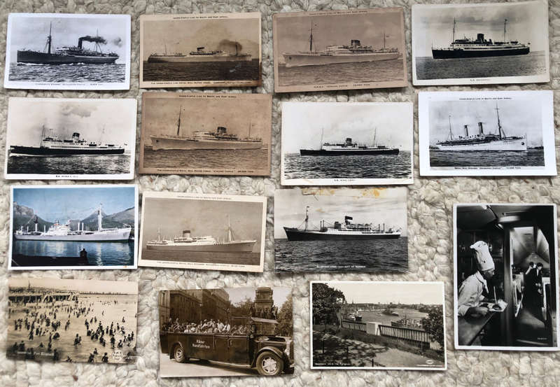 UNION CASTLE POST CARDS, HUMEWOOD BEACH, SABENA AIRLINES AND 1 OTHER POST CARD TOTAL OF 15