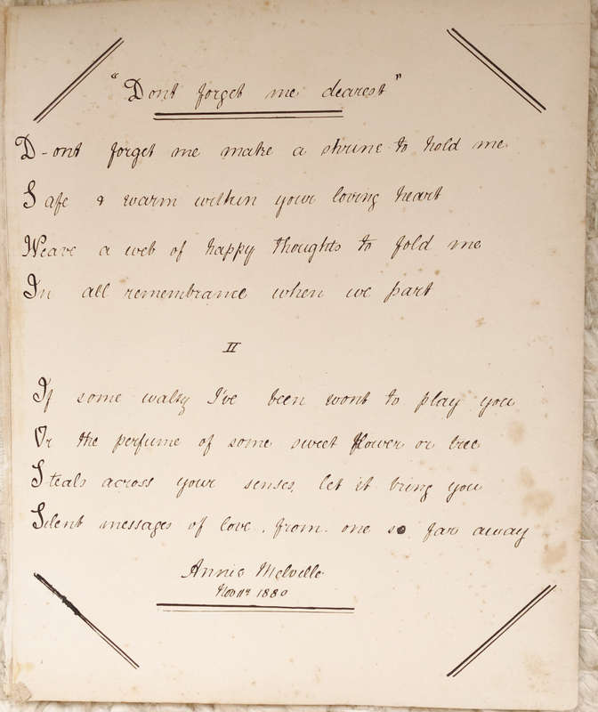 POEM HAND WRITTEN 1880