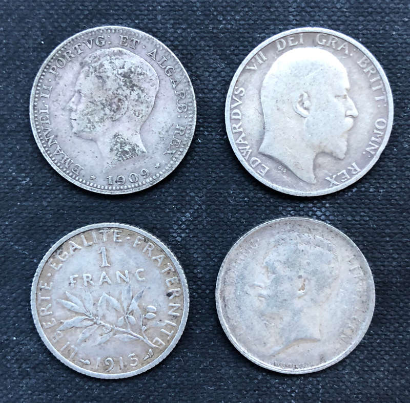 SILVER COLLECTION COINS FOUR DATING FROM 1907 TO 1915 ANTIQUE