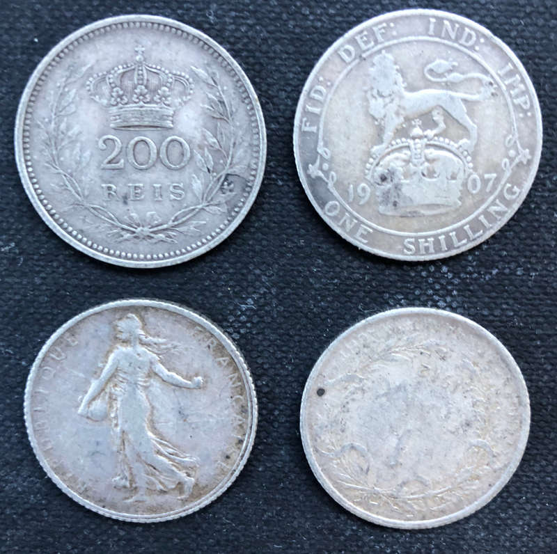 SILVER COLLECTION COINS FOUR DATING FROM 1907 TO 1915 ANTIQUE