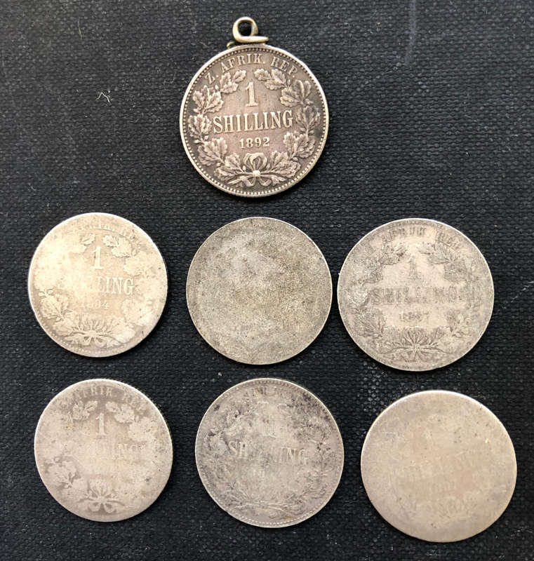 SILVER COLLECTION PAUL KRUGER SHILLINGS SEVEN DATING FROM 1892 TO 1897