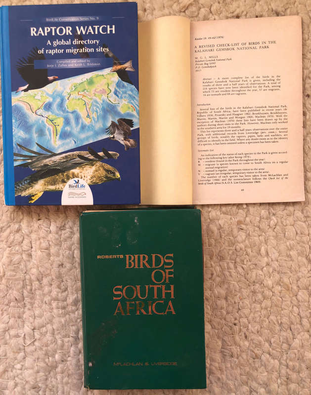 RAPTOR WATCH COMPILED BY J I ZALLES, ROBERTS BIRDS OF SOUTH AFRICA AND REVISED BIRDS KALAHARI PARK