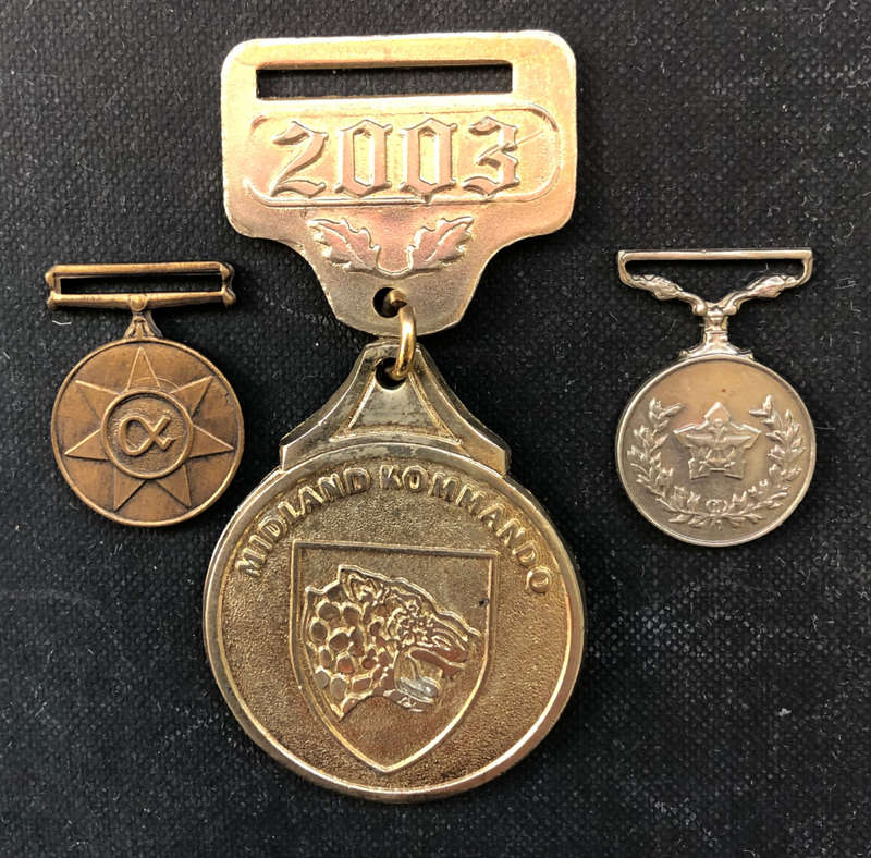 SADF MINIATURE MEDALS AND MIDLAND COMMANDO 2003 MEDAL