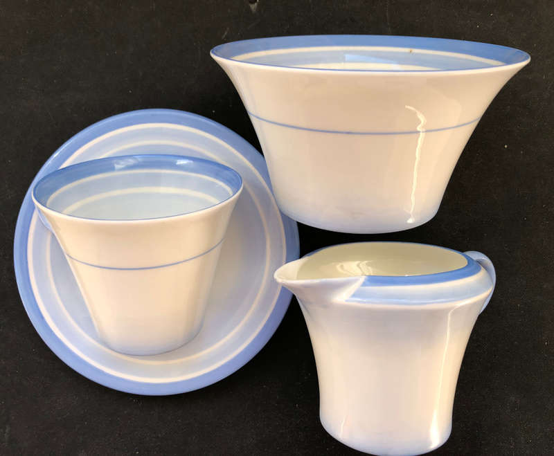 SHELLEY BLUE SWIRLS 14 PIECE COFFEE SET ART DECO REGISTERED NUMBER 781613