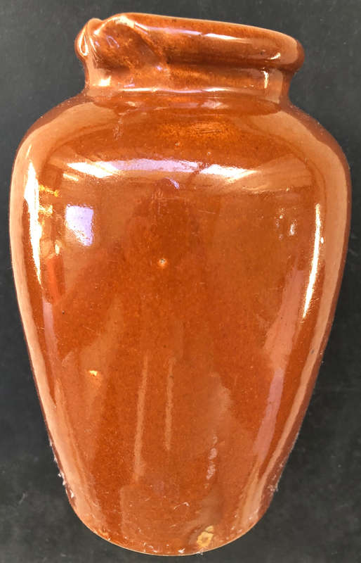 STONEWARE CREAM OR SAUCE JAR WITH TYPICAL POURING SPOUT, SHAPE AND INSIDE AND OUTSIDE GLAZING