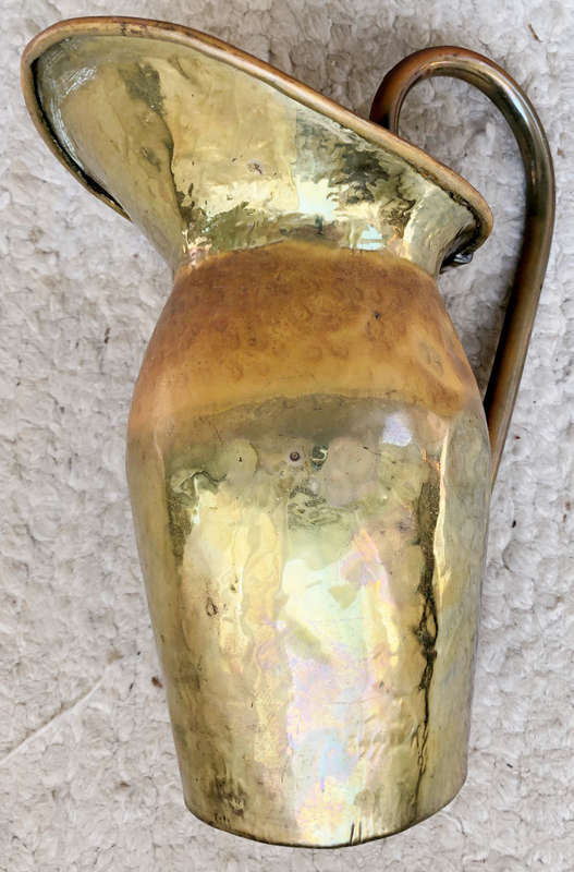 JUG BRASS SIGNED NESTOR BRUISED VINTAGE USED AS VASE