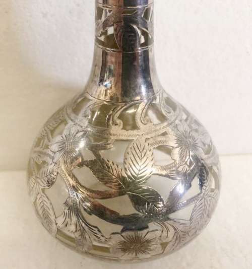 Perfume Bottle Silver Overlay 1910