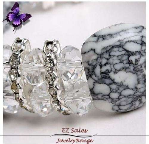 Grey Howlite and Crystal Bracelet