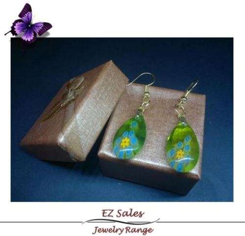 Millefiori glass drop earrings