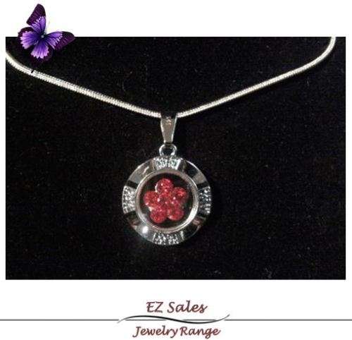 Red Sterling Silver Pendant on Snake Chain