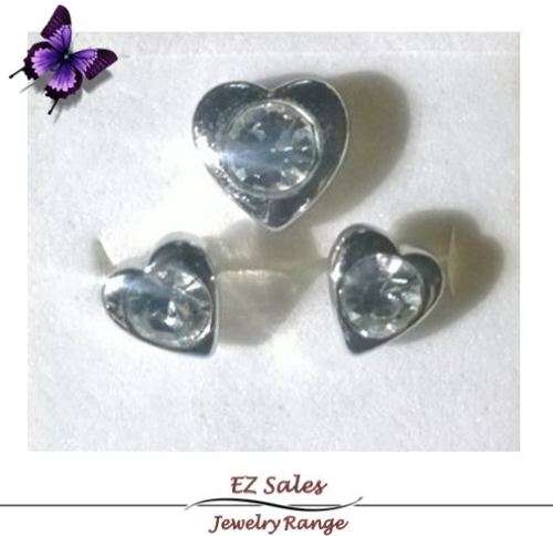 Silver Heart Earring and Pendant set