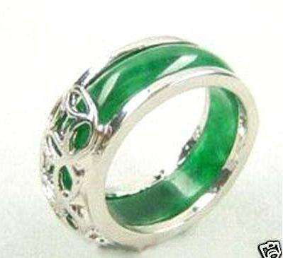Fancy silver green jade Ring
