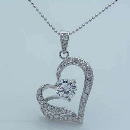 Crystal Heart-Shaped Pendant Necklace