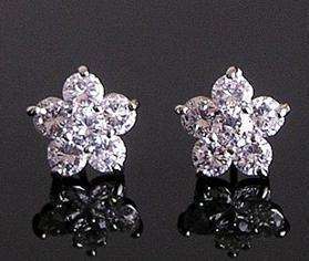 18k White Gold plated Zircon diamond cut earring