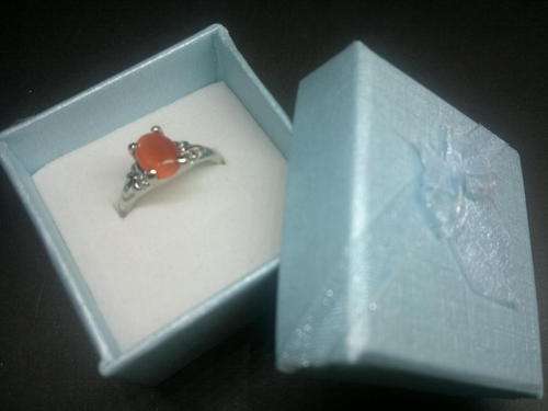Tibetan Silver Cat's Eye Ring - Orange Size 17