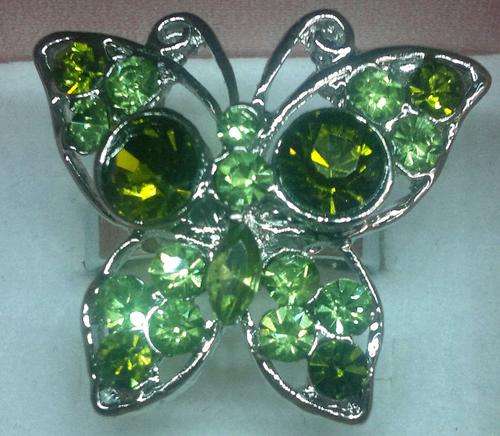 Crystal Butterfly Ring - Green