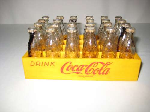 Coca-Cola 24 Miniatures Bottles with lids in Plastic crate