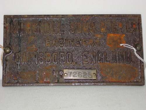 Cast Iron Sign  - Marshall Sons & Co - Engineers - No 72625