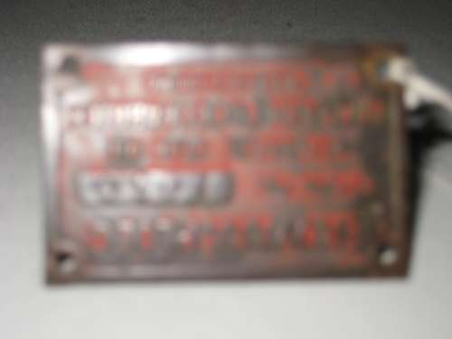 Copper Plate - Sign/Plate on Erdvark Ploeg - Moorreesburg - No 1050