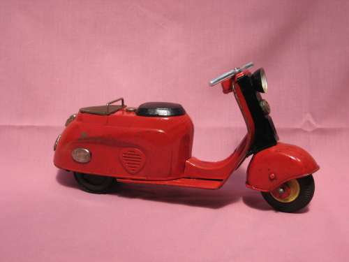 Ti Tinplate Silver Pigeon Scooter Motorcycle - Length 235mm - Made in Japan