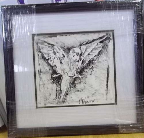 Budgy with a Spoon - Black and White, Inkblot