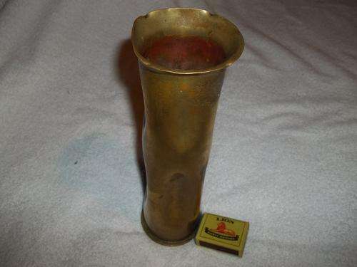 "Trench Art" 1928 canon shell turned into nice Vase (w - 75 mm h - 260 mm)