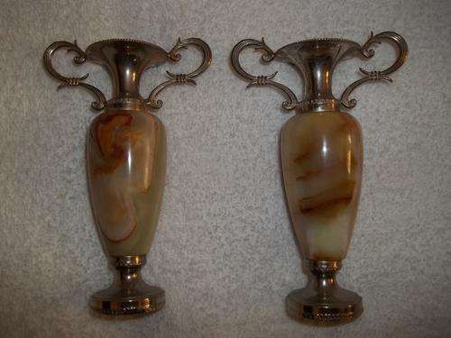 2 X SMALL MARBLE  VASES