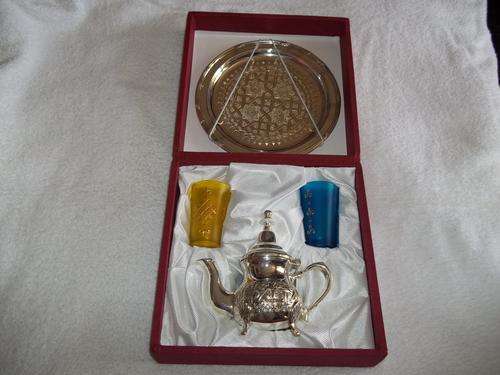 TURKISH COFFEE (?) SET STAMPED "MOUBCHIR MANCHESTER ROYAL WITH SMALL CROWN"  BOXED